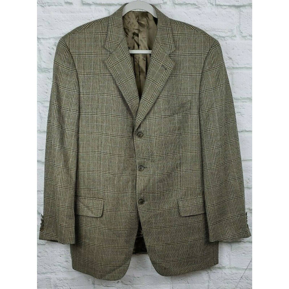 Joseph Abboud for Nordstrom Mens Sport Coat Size 41R Silk Wool Plaid Brown Multi